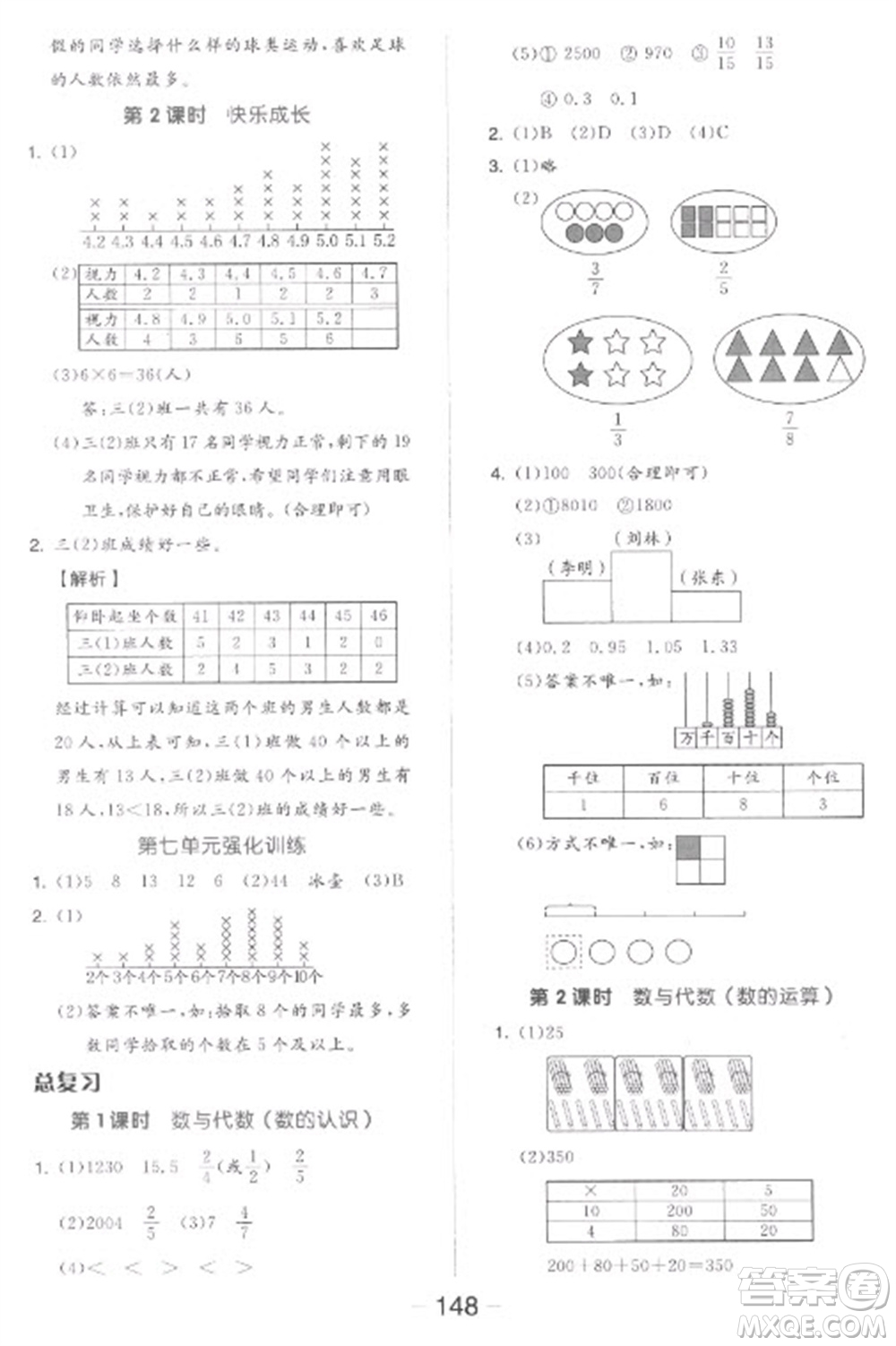 開明出版社2023全品學練考三年級下冊數(shù)學北師大版參考答案