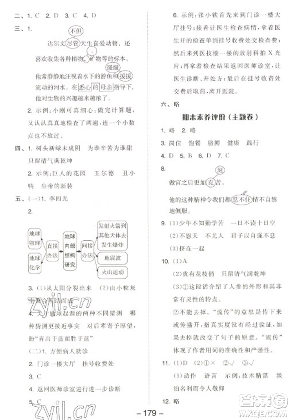 開明出版社2023全品學(xué)練考四年級(jí)下冊(cè)語(yǔ)文人教版江蘇專版參考答案