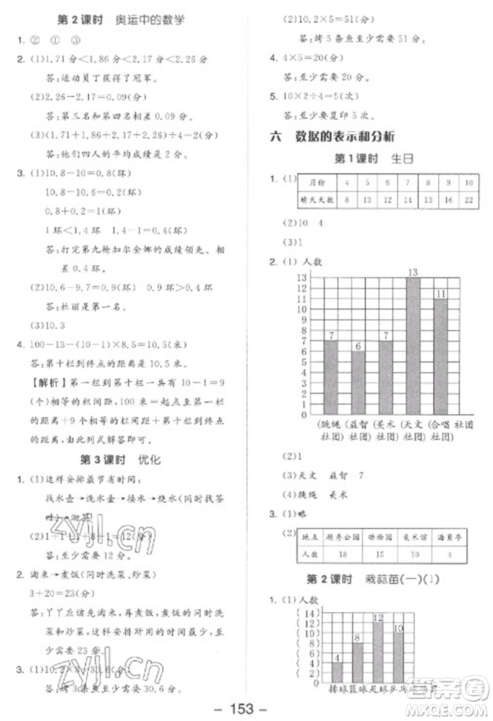 開明出版社2023全品學練考四年級下冊數學北師大版參考答案