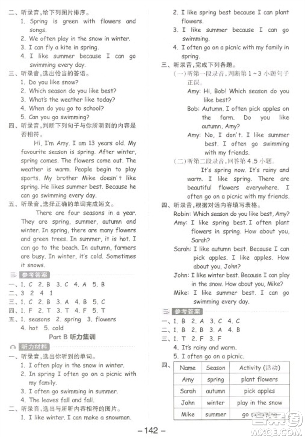 開明出版社2023全品學(xué)練考五年級下冊英語人教PEP版參考答案