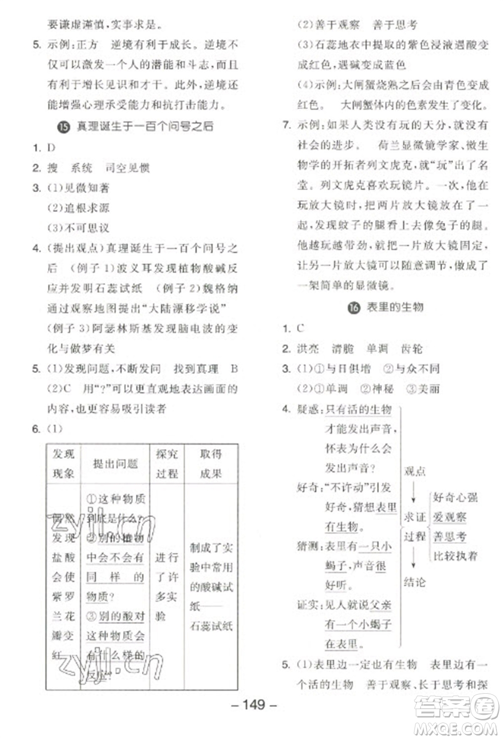 開(kāi)明出版社2023全品學(xué)練考六年級(jí)下冊(cè)語(yǔ)文人教版江蘇專版參考答案