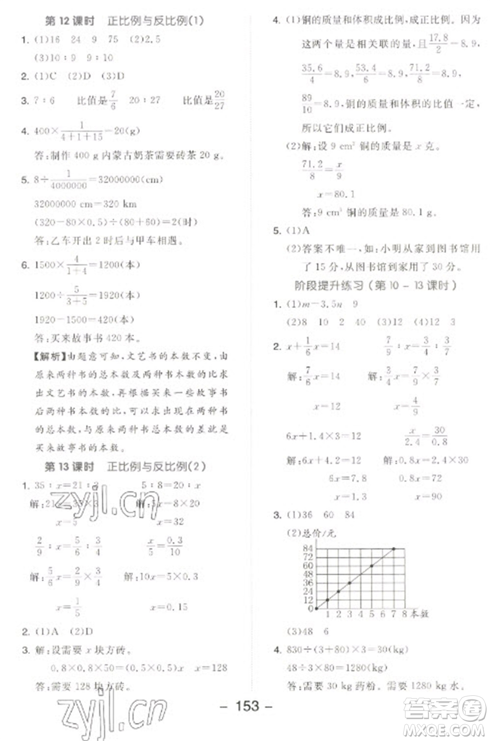 開明出版社2023全品學練考六年級下冊數學北師大版參考答案