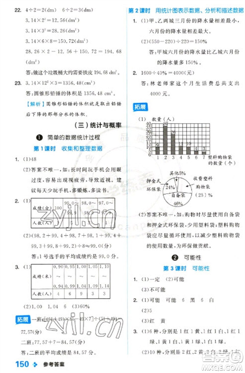 開(kāi)明出版社2023全品學(xué)練考六年級(jí)下冊(cè)數(shù)學(xué)冀教版參考答案