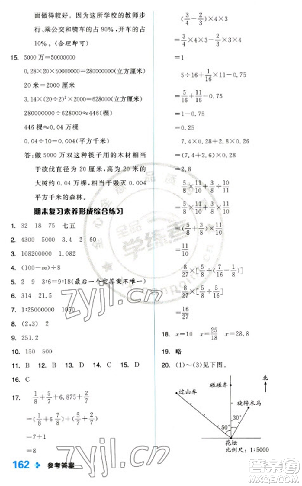 開(kāi)明出版社2023全品學(xué)練考六年級(jí)下冊(cè)數(shù)學(xué)冀教版參考答案