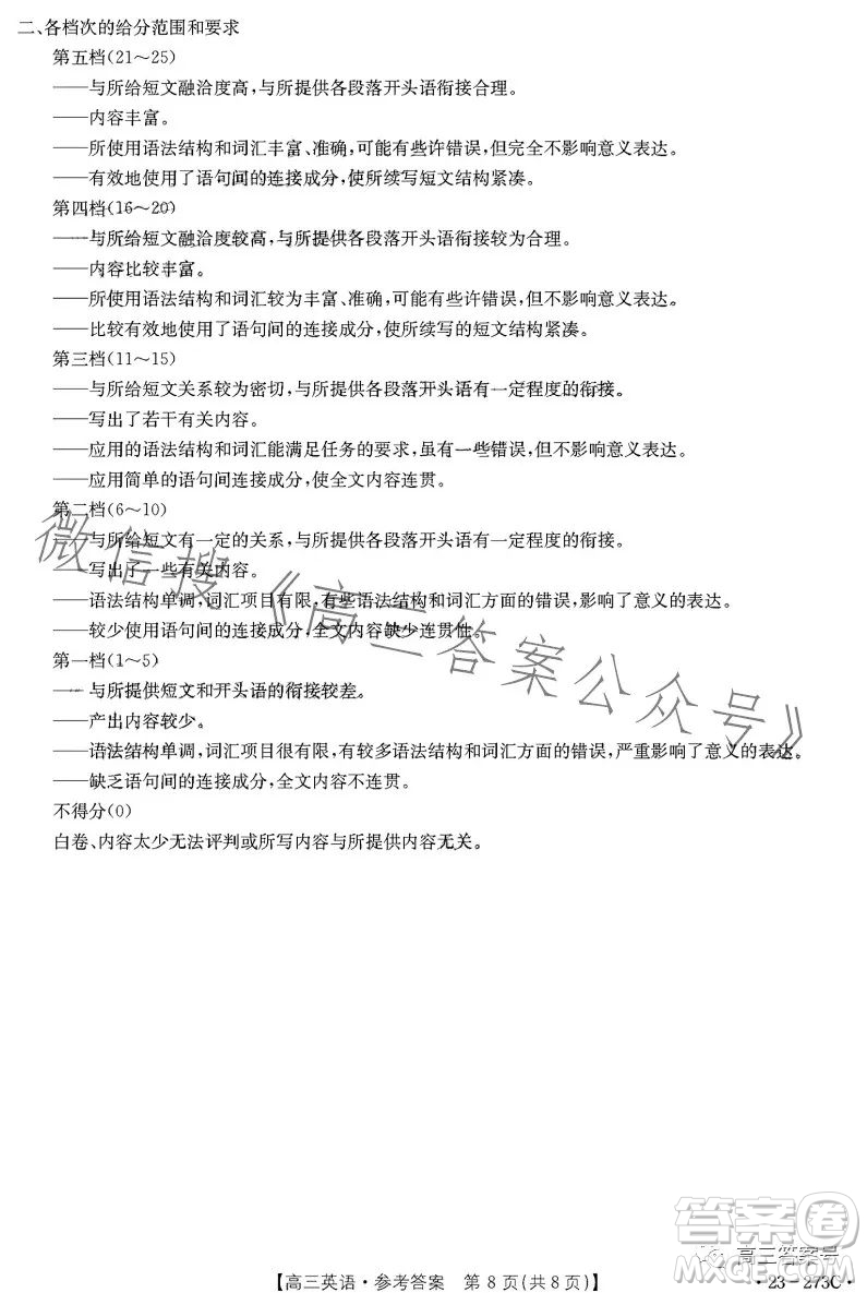 2023湖南金太陽(yáng)聯(lián)考23273C高三英語(yǔ)試卷答案