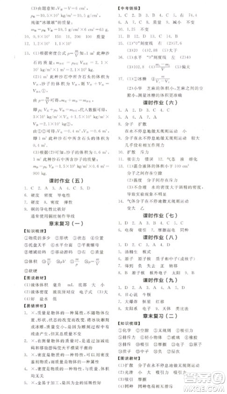 陽(yáng)光出版社2023全品學(xué)練考八年級(jí)下冊(cè)物理蘇科版參考答案