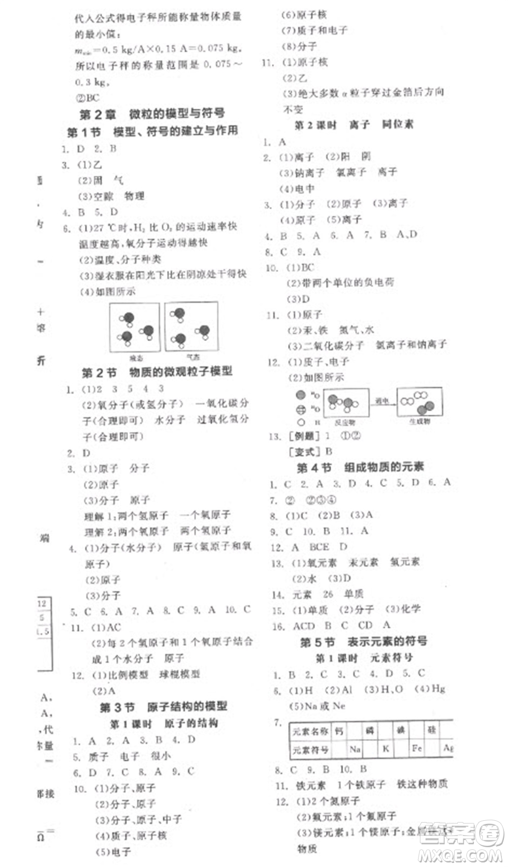 延邊教育出版社2023全品學(xué)練考八年級下冊科學(xué)浙教版參考答案