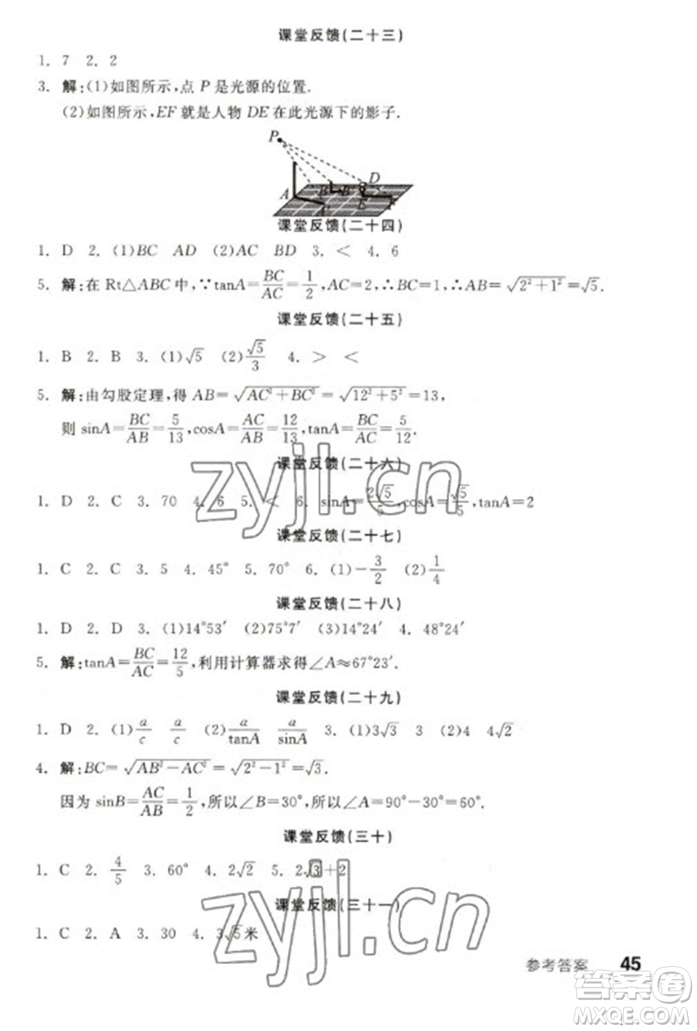 天津人民出版社2023全品學(xué)練考九年級下冊數(shù)學(xué)蘇科版參考答案