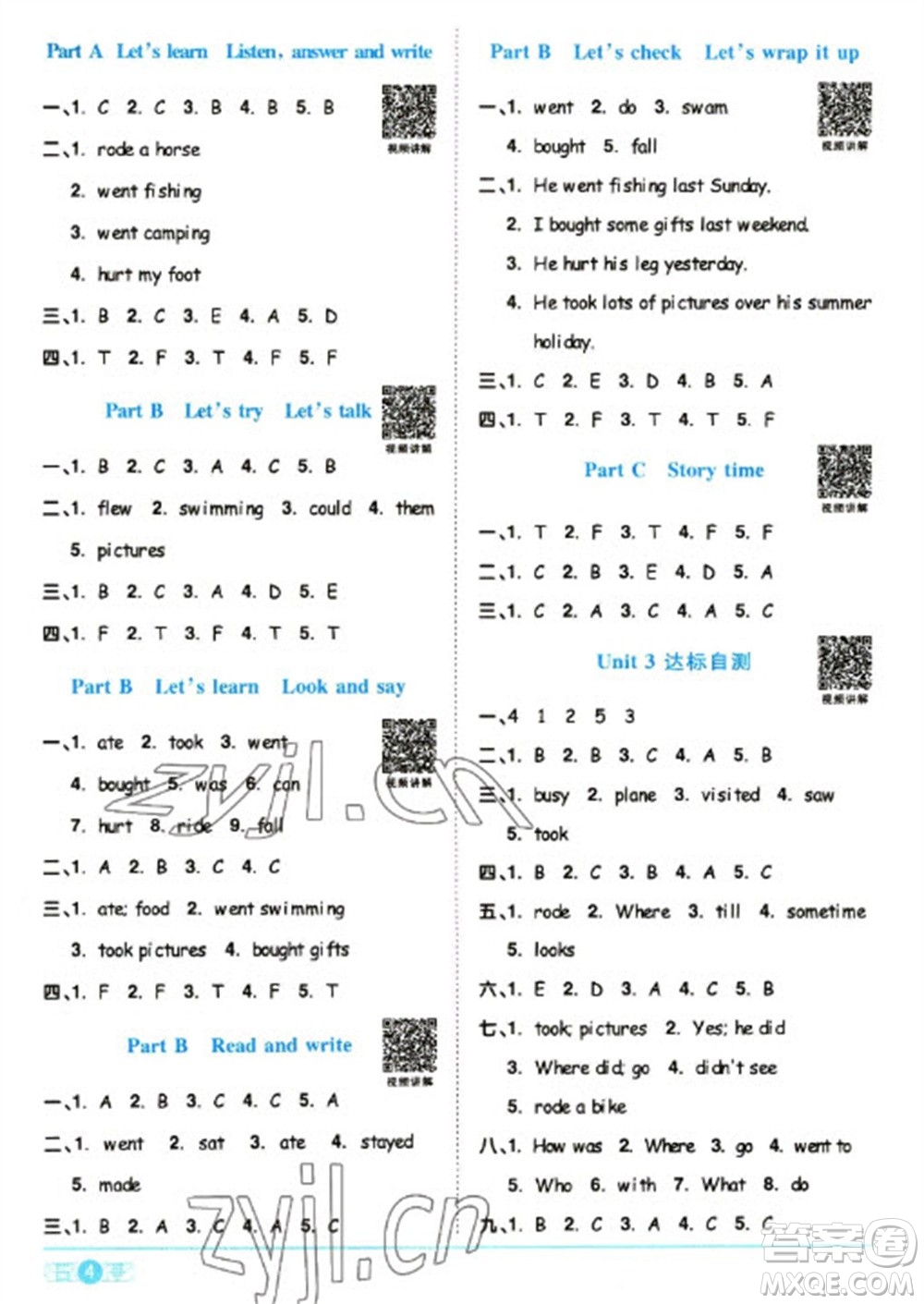 江西教育出版社2023陽光同學課時優(yōu)化作業(yè)六年級英語下冊人教版浙江專版答案