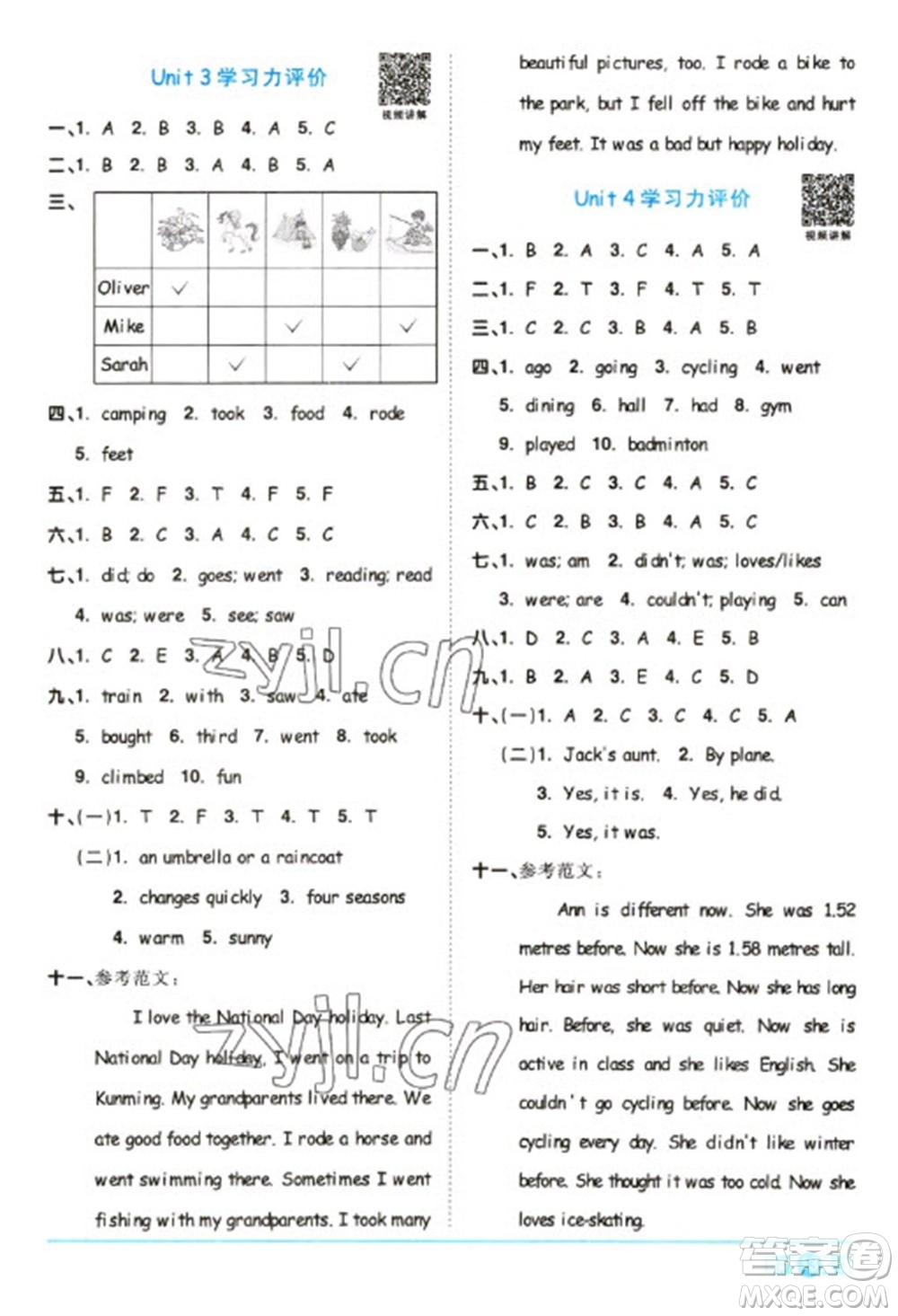 江西教育出版社2023陽光同學課時優(yōu)化作業(yè)六年級英語下冊人教版浙江專版答案
