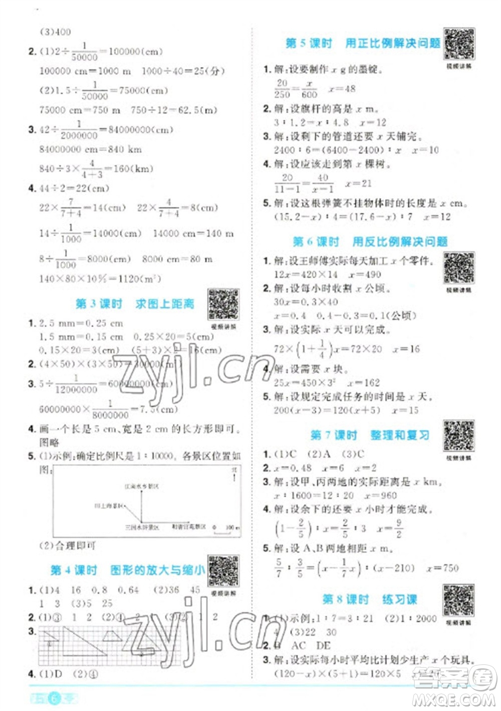 江西教育出版社2023陽(yáng)光同學(xué)課時(shí)優(yōu)化作業(yè)六年級(jí)數(shù)學(xué)下冊(cè)人教版參考答案