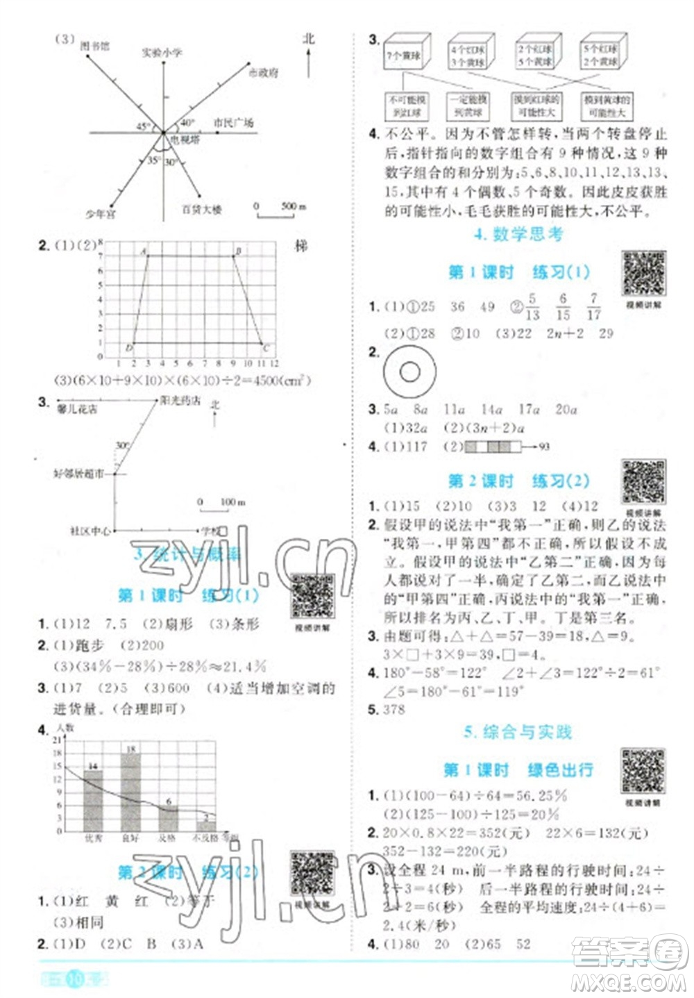 江西教育出版社2023陽(yáng)光同學(xué)課時(shí)優(yōu)化作業(yè)六年級(jí)數(shù)學(xué)下冊(cè)人教版參考答案