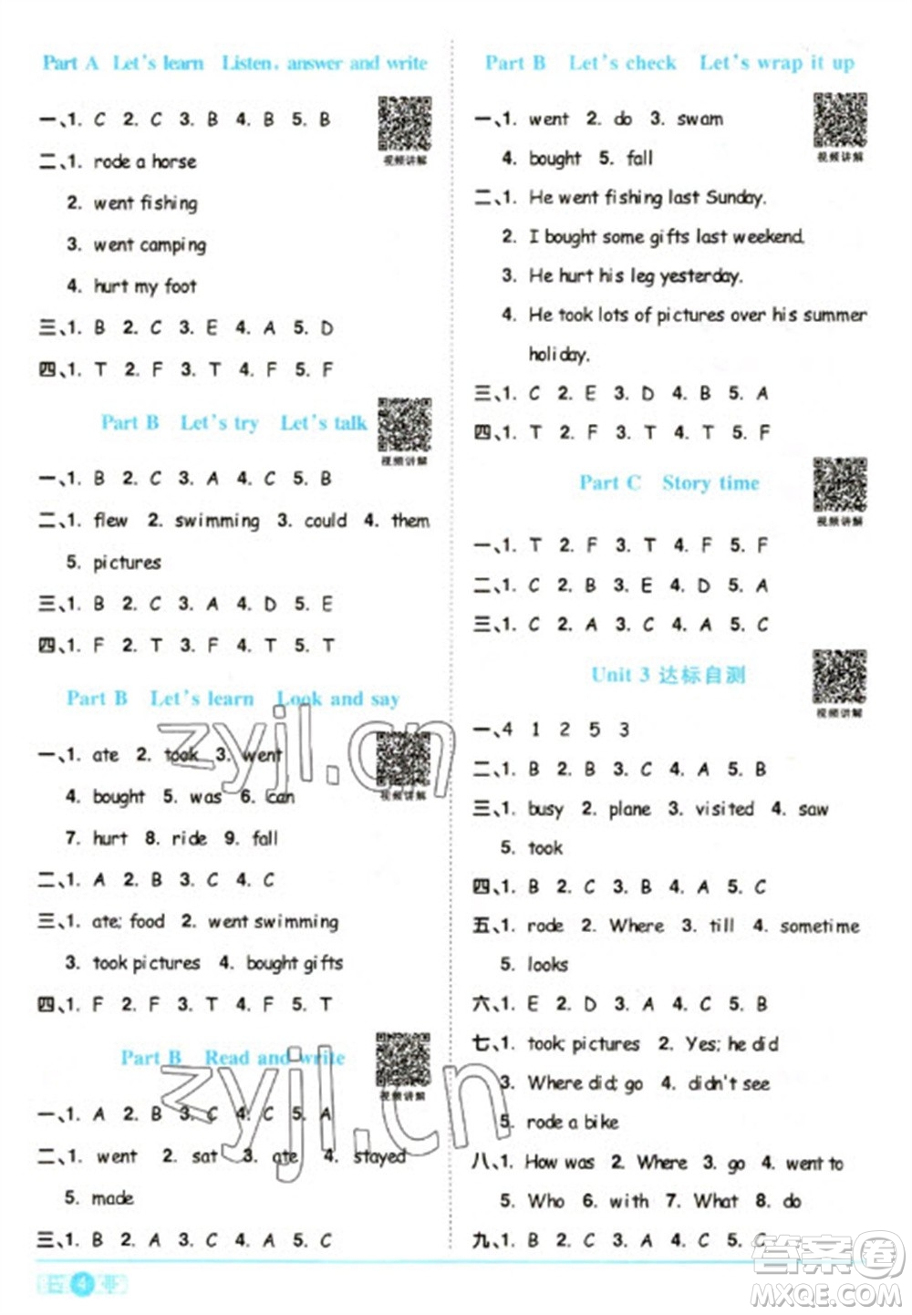江西教育出版社2023陽光同學(xué)課時(shí)優(yōu)化作業(yè)六年級(jí)英語下冊人教PEP版參考答案