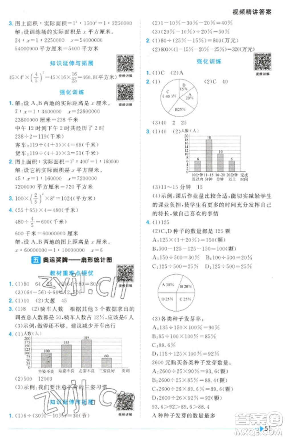 江西教育出版社2023陽光同學課時優(yōu)化作業(yè)六年級數學下冊青島版參考答案