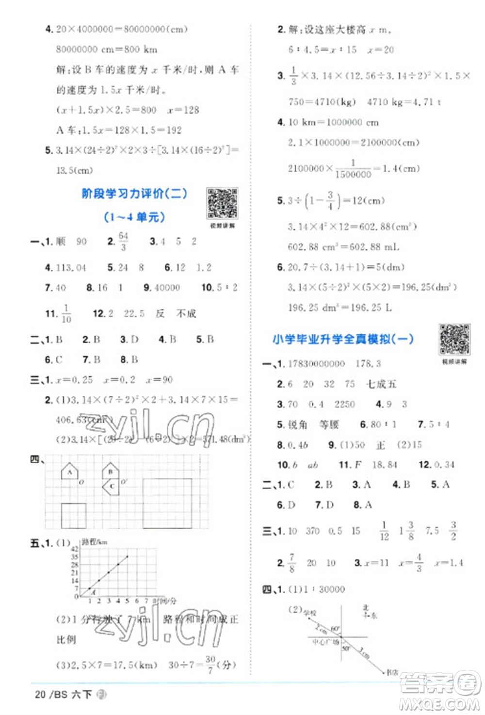 江西教育出版社2023陽(yáng)光同學(xué)課時(shí)優(yōu)化作業(yè)六年級(jí)數(shù)學(xué)下冊(cè)北師大版福建專版參考答案