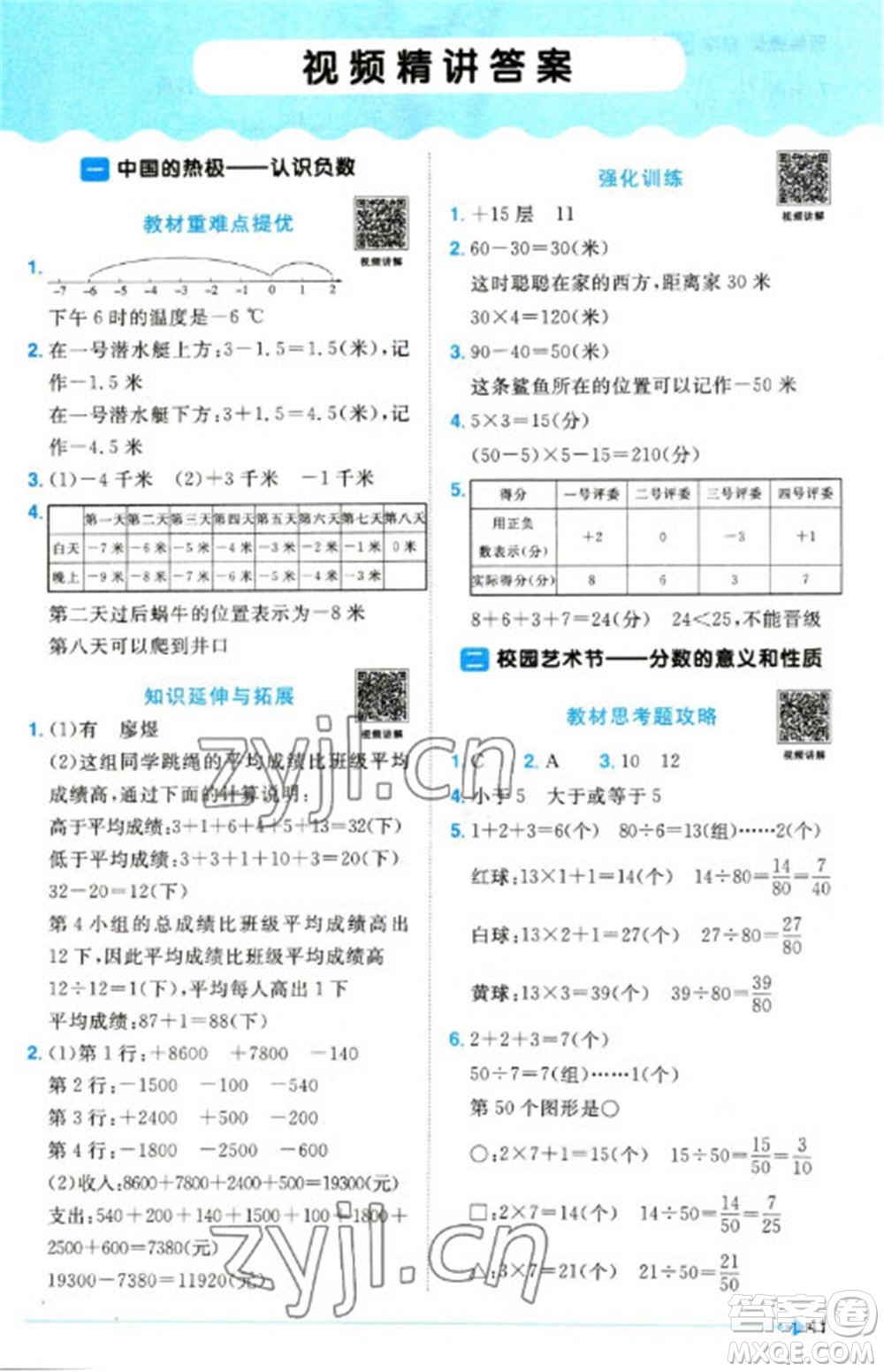 江西教育出版社2023陽光同學(xué)課時(shí)優(yōu)化作業(yè)五年級(jí)數(shù)學(xué)下冊(cè)青島版參考答案
