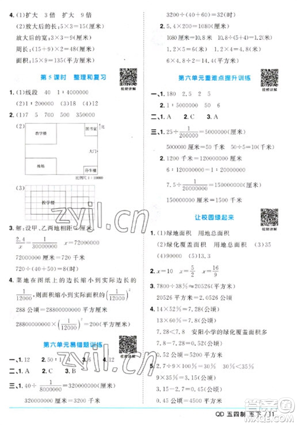 江西教育出版社2023陽光同學(xué)課時(shí)優(yōu)化作業(yè)五年級數(shù)學(xué)下冊青島版五四制參考答案