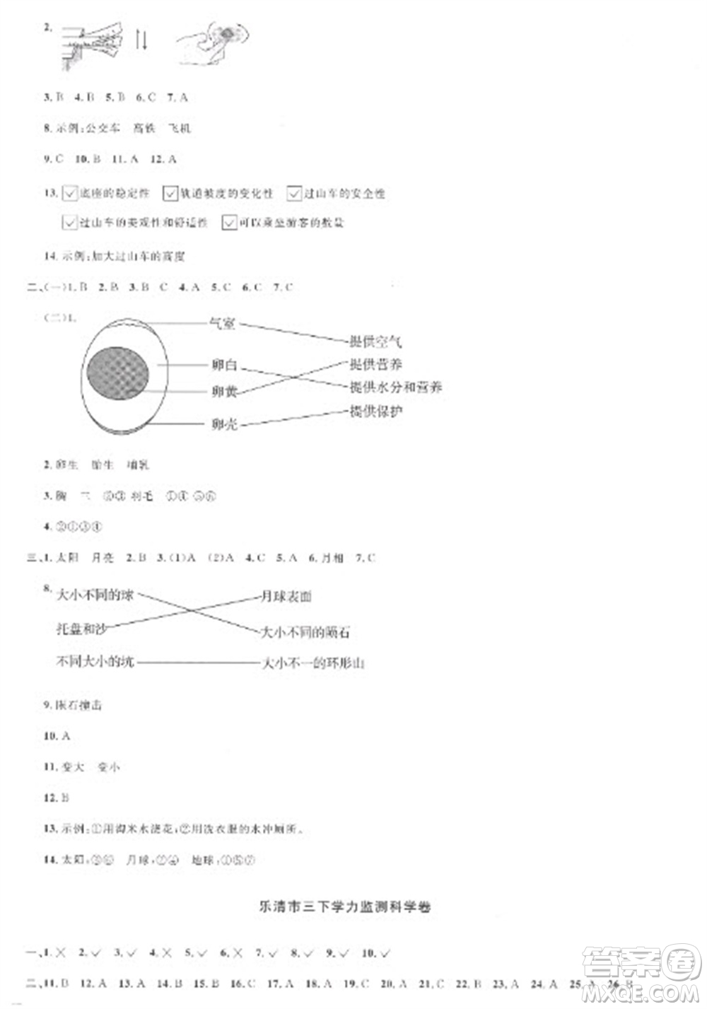江西教育出版社2023陽(yáng)光同學(xué)課時(shí)優(yōu)化作業(yè)三年級(jí)科學(xué)下冊(cè)教科版參考答案