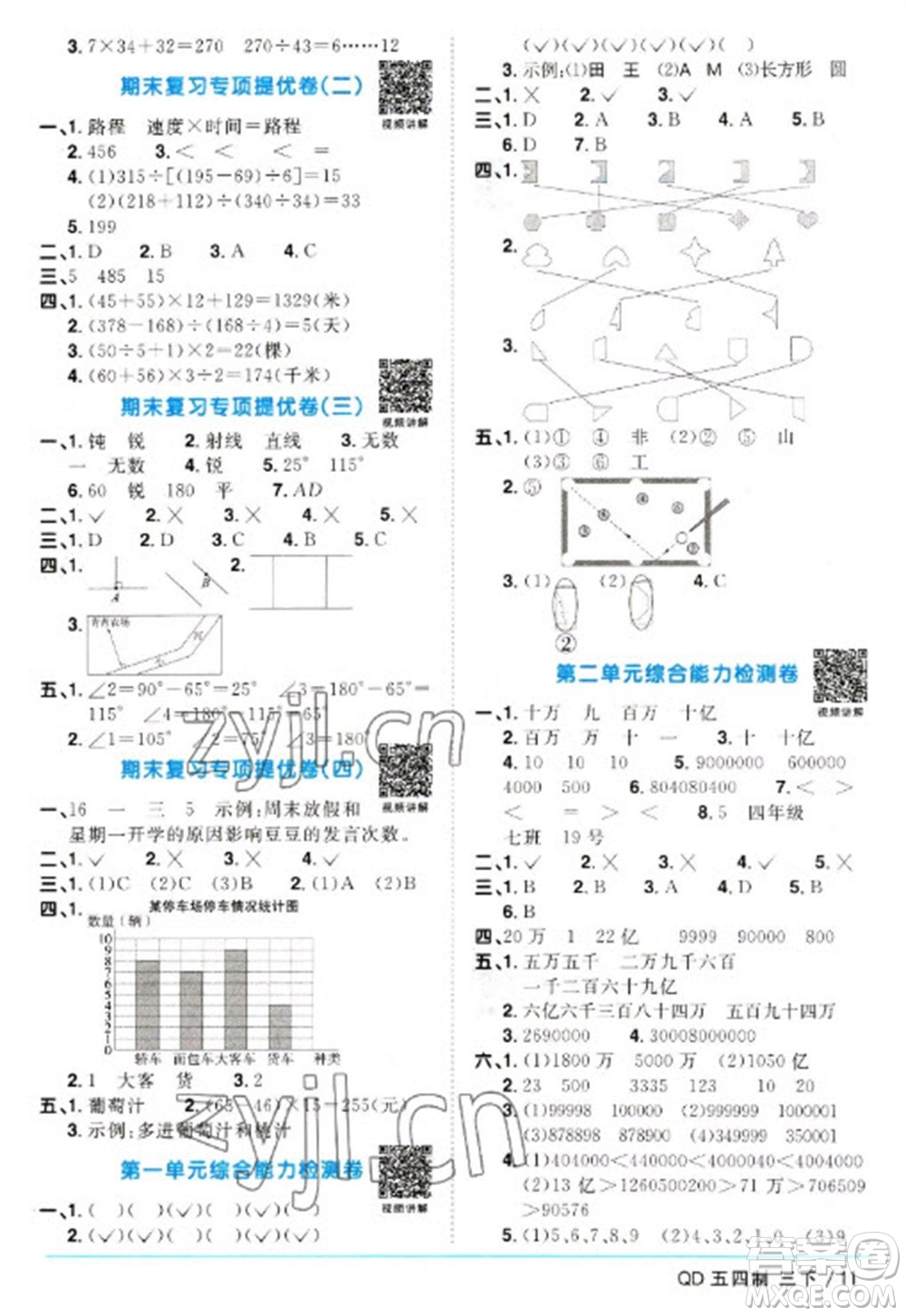江西教育出版社2023陽(yáng)光同學(xué)課時(shí)優(yōu)化作業(yè)三年級(jí)數(shù)學(xué)下冊(cè)青島版五四制參考答案