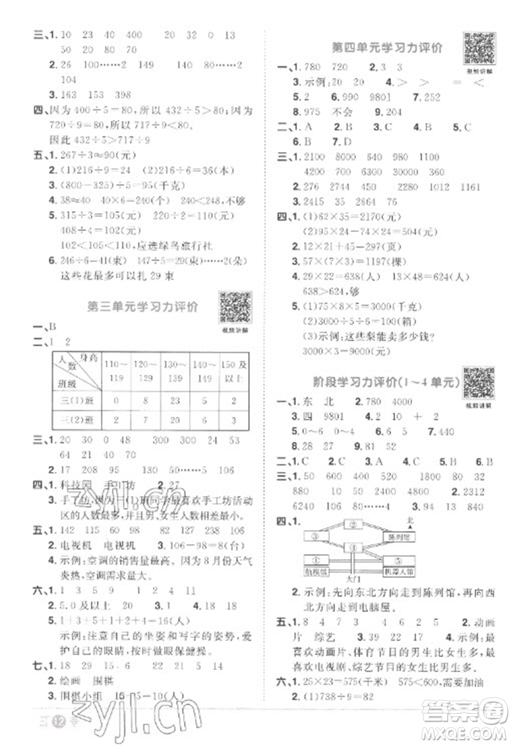 江西教育出版社2023陽光同學(xué)課時(shí)優(yōu)化作業(yè)三年級(jí)數(shù)學(xué)下冊(cè)人教版菏澤專版參考答案