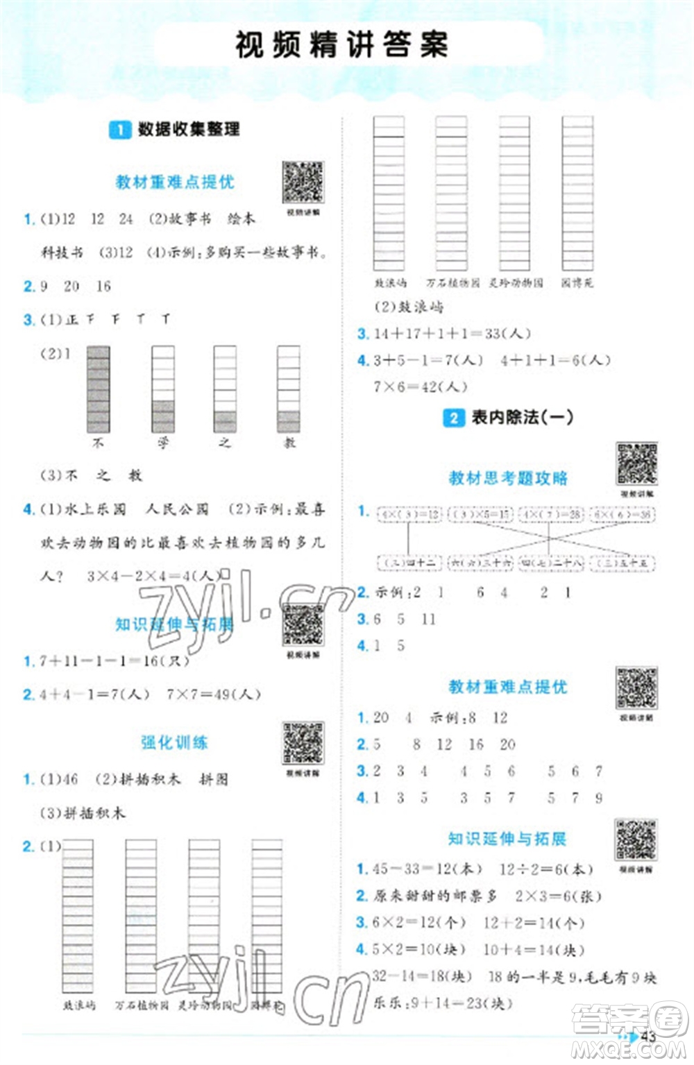 江西教育出版社2023陽光同學(xué)課時優(yōu)化作業(yè)二年級數(shù)學(xué)下冊人教版參考答案
