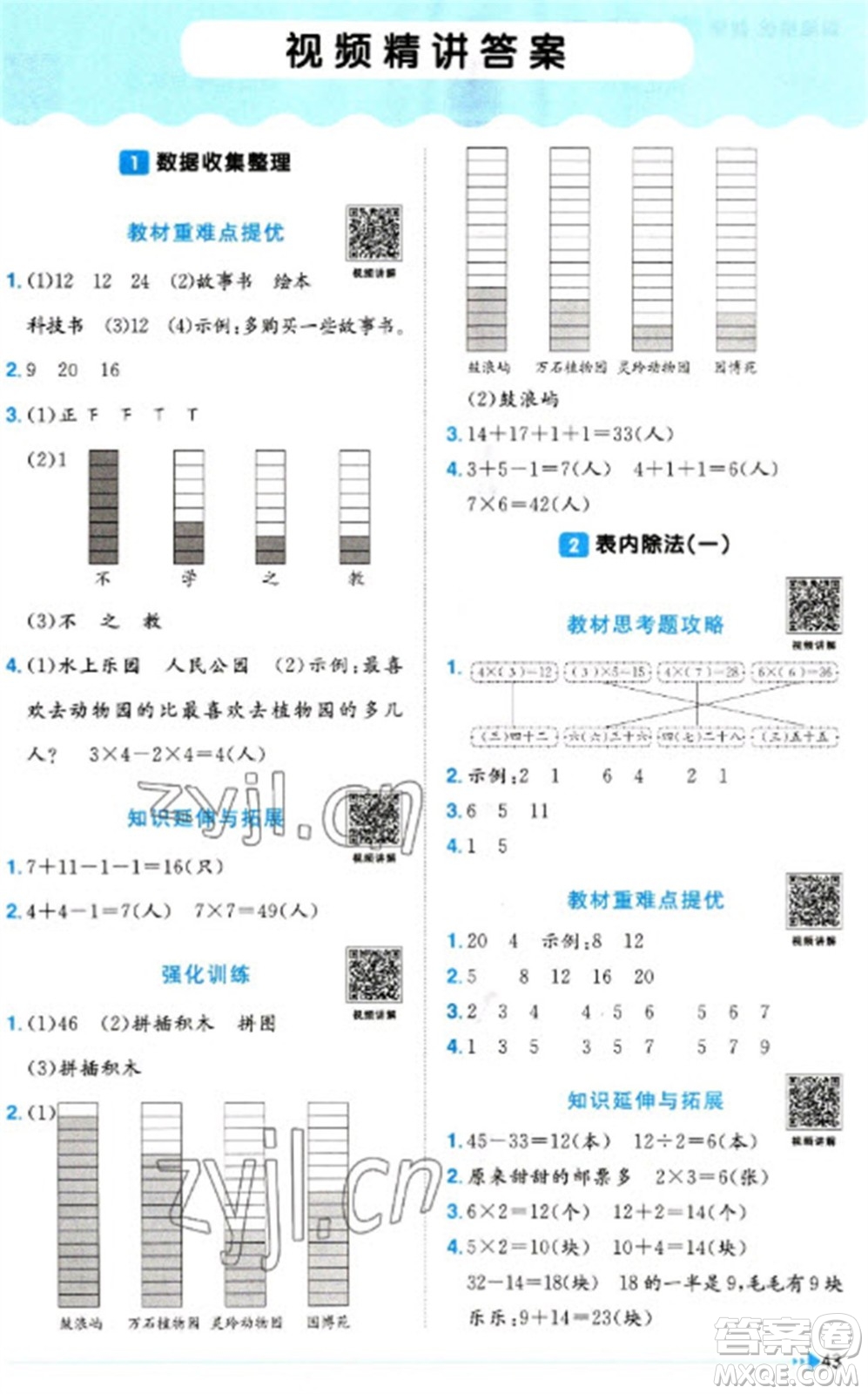 福建少年兒童出版社2023陽光同學(xué)課時(shí)優(yōu)化作業(yè)二年級數(shù)學(xué)下冊人教版福建專版參考答案