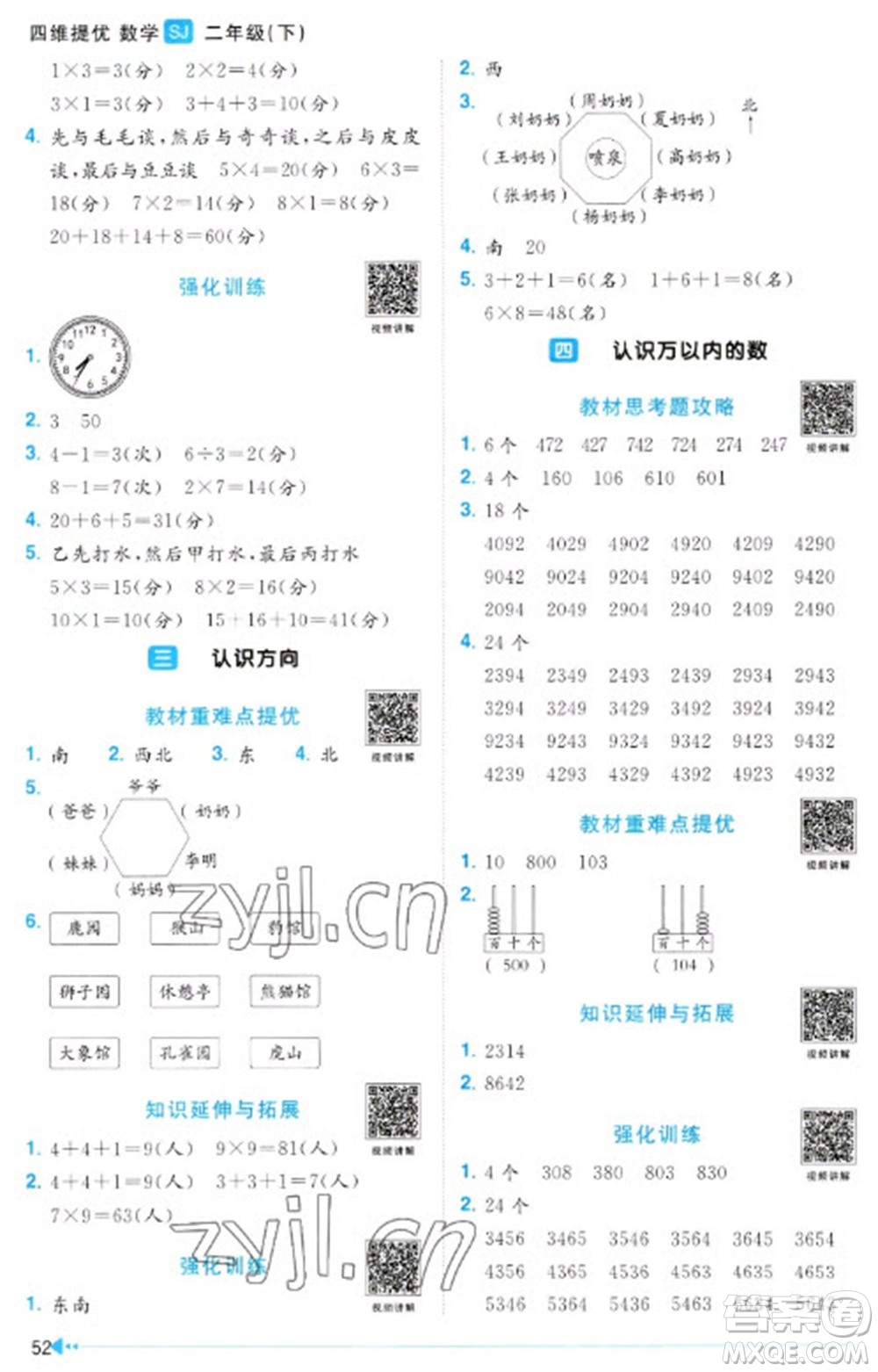 江西教育出版社2023陽(yáng)光同學(xué)課時(shí)優(yōu)化作業(yè)二年級(jí)數(shù)學(xué)下冊(cè)蘇教版參考答案