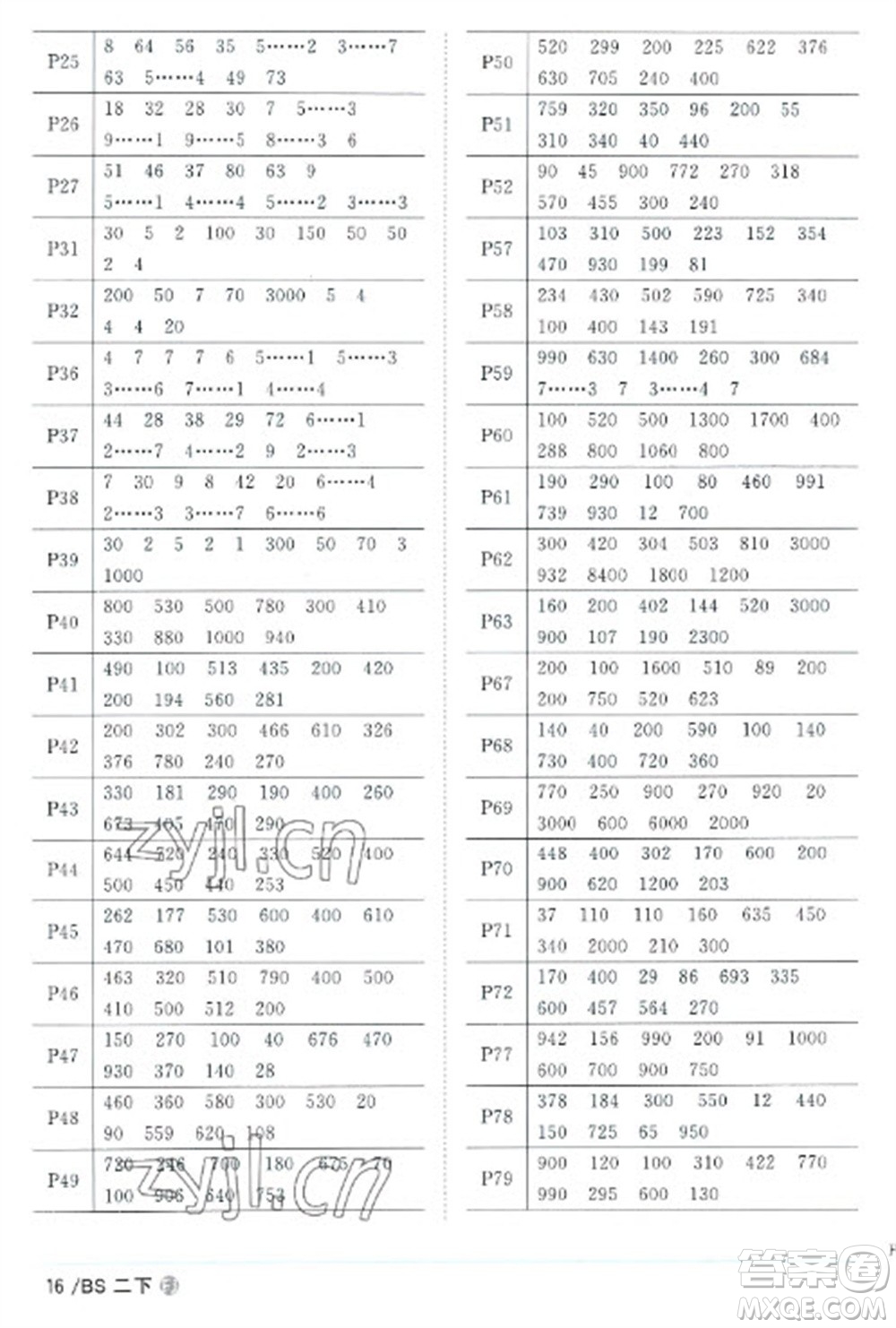 江西教育出版社2023陽光同學課時優(yōu)化作業(yè)二年級數(shù)學下冊北師大版福建專版參考答案
