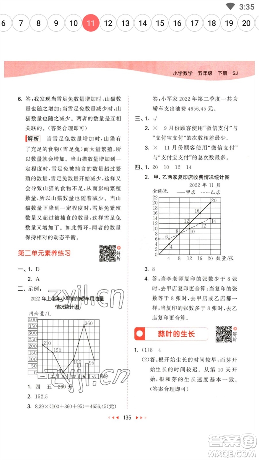 教育科學(xué)出版社2023春季53天天練五年級數(shù)學(xué)下冊蘇教版參考答案