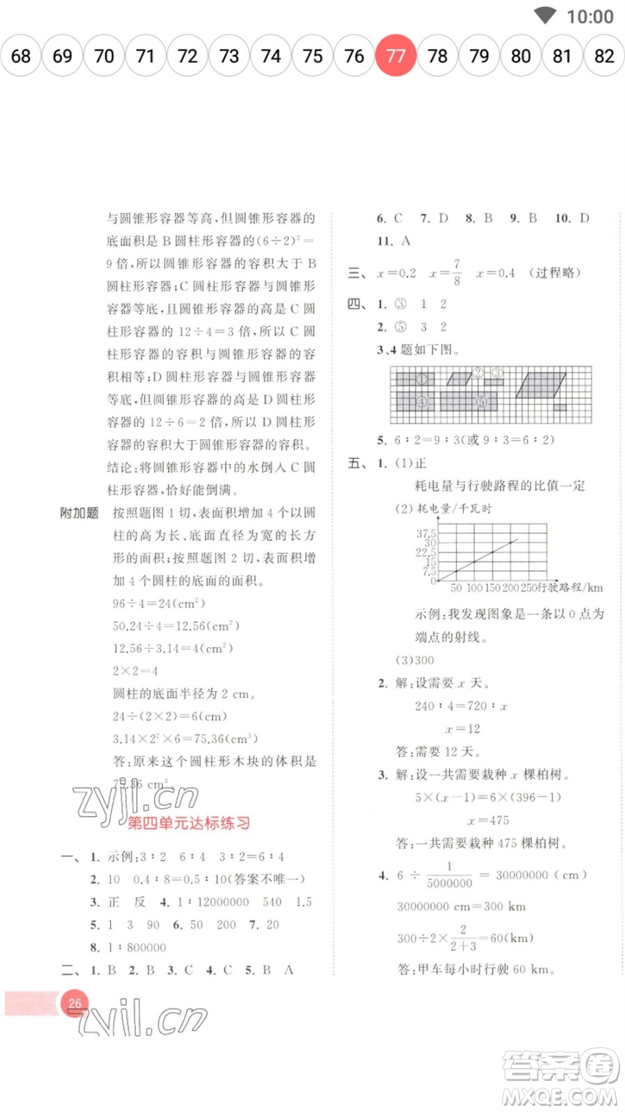 教育科學出版社2023春季53天天練六年級數(shù)學下冊人教版參考答案