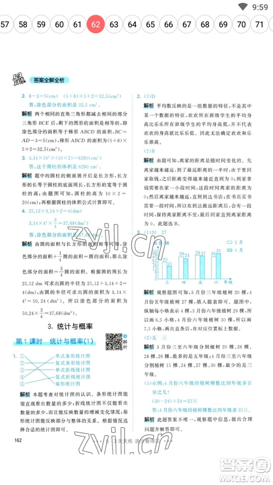 教育科學出版社2023春季53天天練六年級數(shù)學下冊人教版參考答案