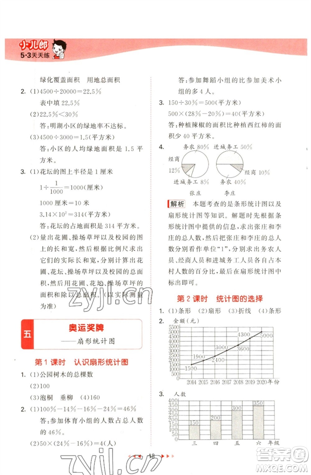教育科學(xué)出版社2023春季53天天練六年級(jí)數(shù)學(xué)下冊(cè)青島版參考答案