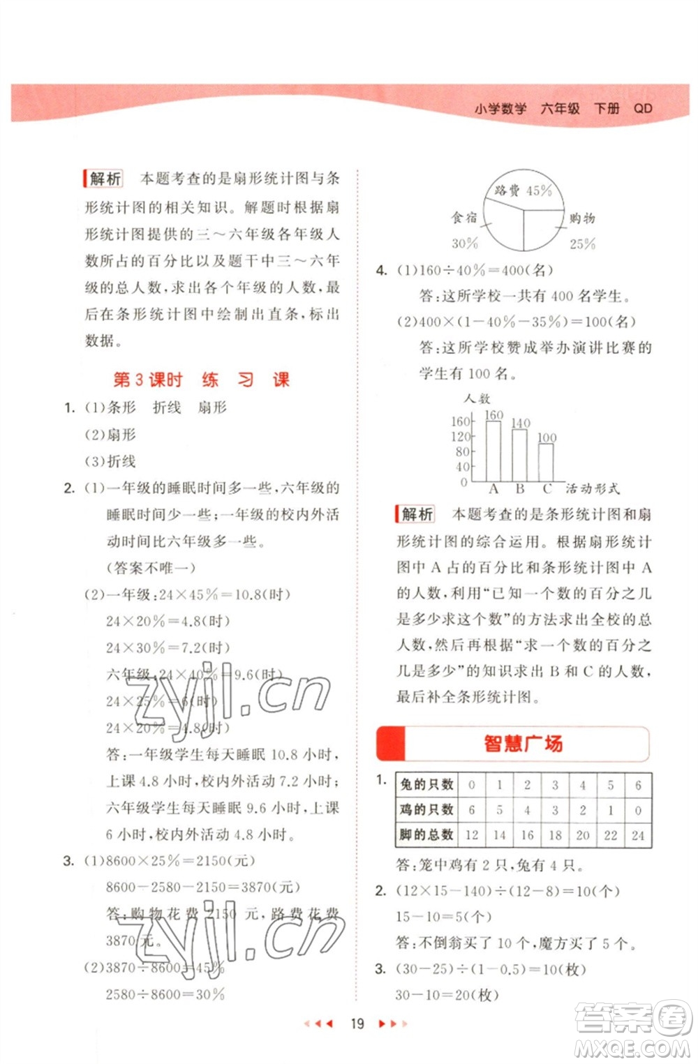 教育科學(xué)出版社2023春季53天天練六年級(jí)數(shù)學(xué)下冊(cè)青島版參考答案