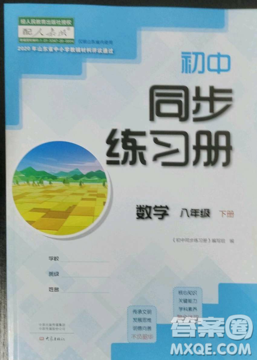 大象出版社2023初中同步練習(xí)冊八年級下冊數(shù)學(xué)人教版答案