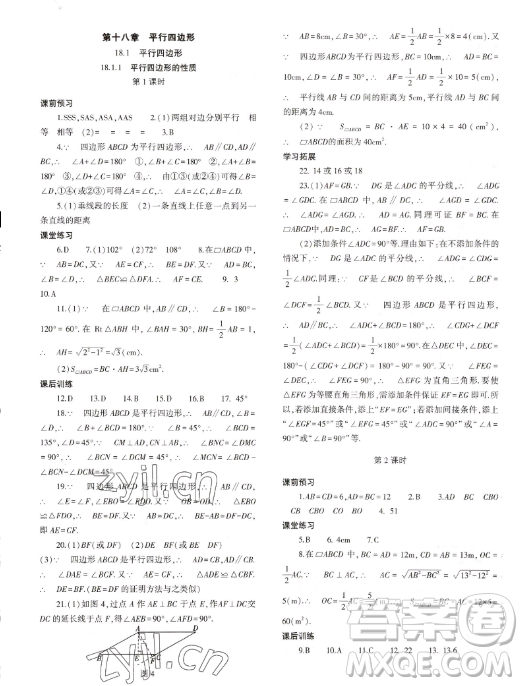 大象出版社2023初中同步練習(xí)冊八年級下冊數(shù)學(xué)人教版答案