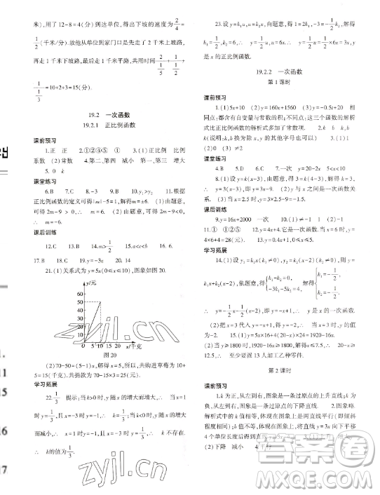 大象出版社2023初中同步練習(xí)冊八年級下冊數(shù)學(xué)人教版答案
