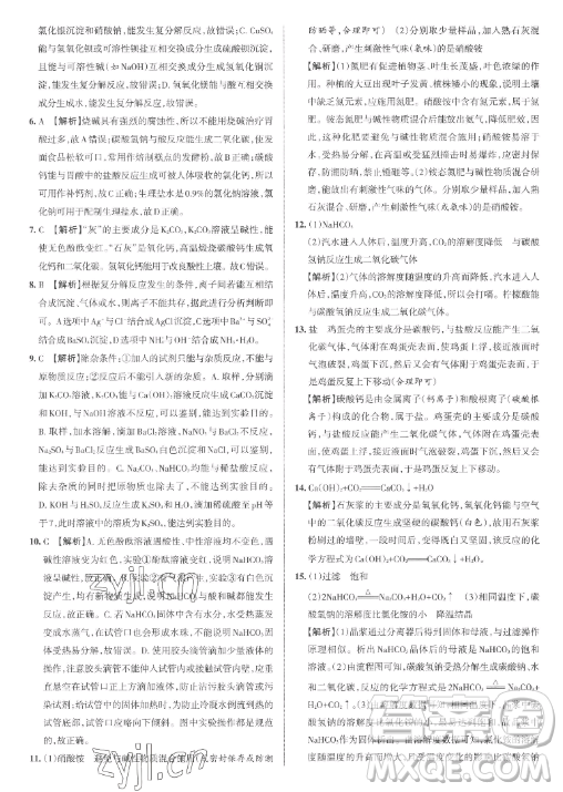北京教育出版社2023名校作業(yè)九年級(jí)下冊(cè)化學(xué)滬教版山西專版答案