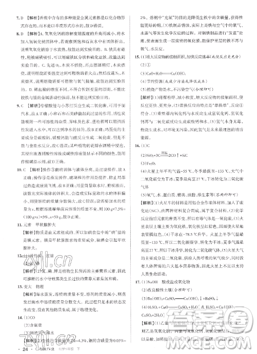 北京教育出版社2023名校作業(yè)九年級(jí)下冊(cè)化學(xué)滬教版山西專版答案