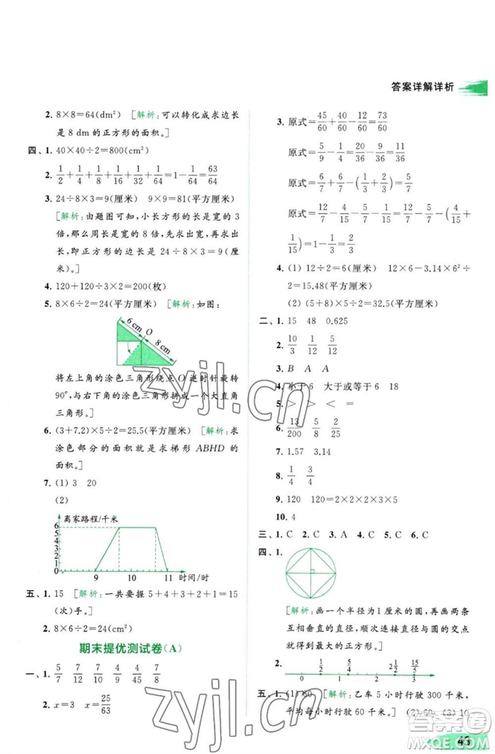 北京教育出版社2023亮點給力提優(yōu)班多維互動空間五年級數(shù)學(xué)下冊蘇教版參考答案