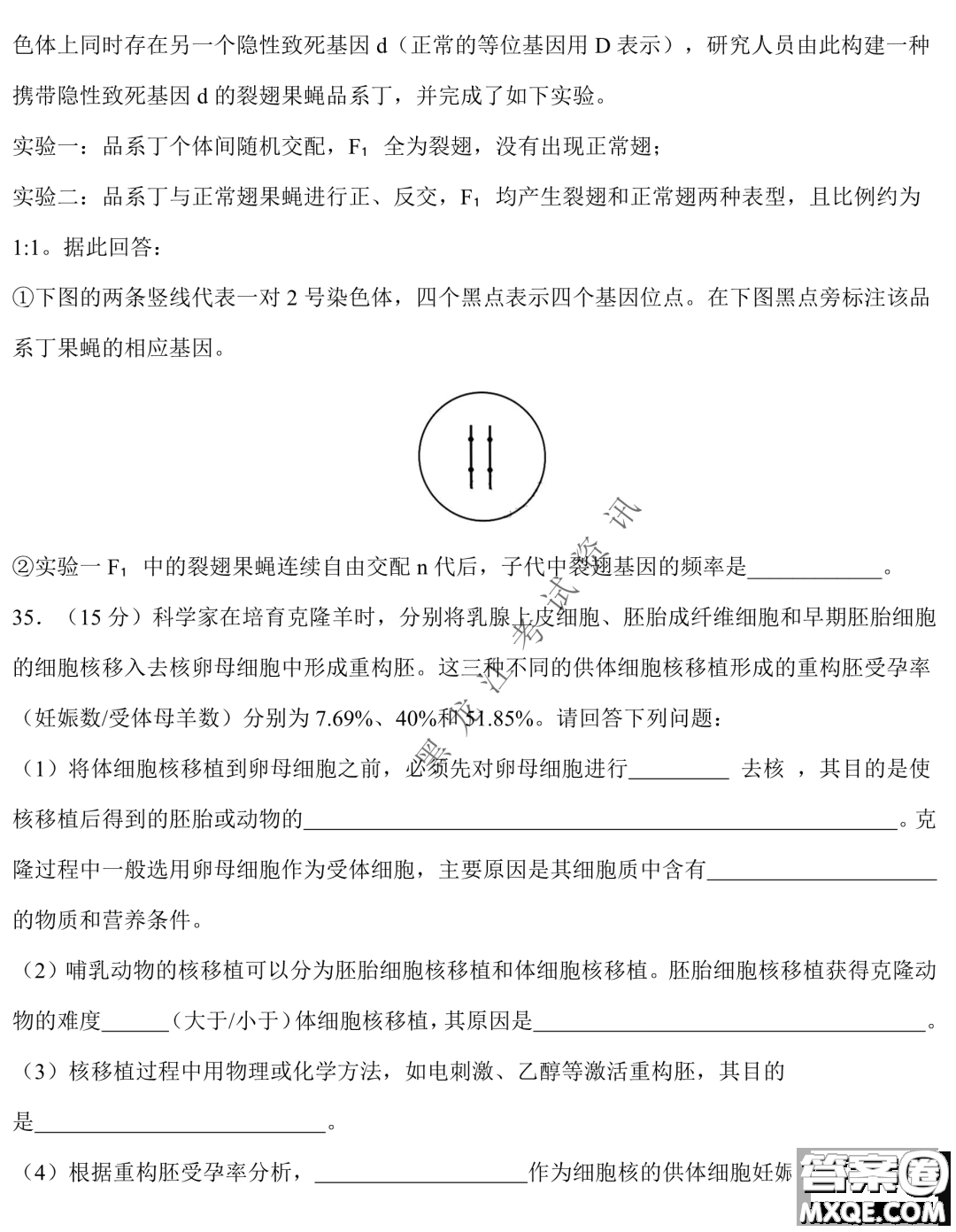 2023屆哈九中高三下學(xué)期開學(xué)考試?yán)砭C試題答案