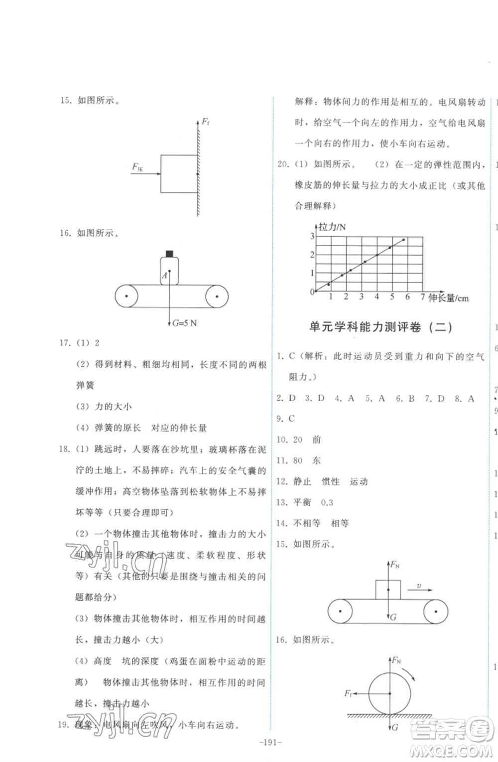 教育科學(xué)出版社2023能力培養(yǎng)與測試八年級物理下冊教科版參考答案