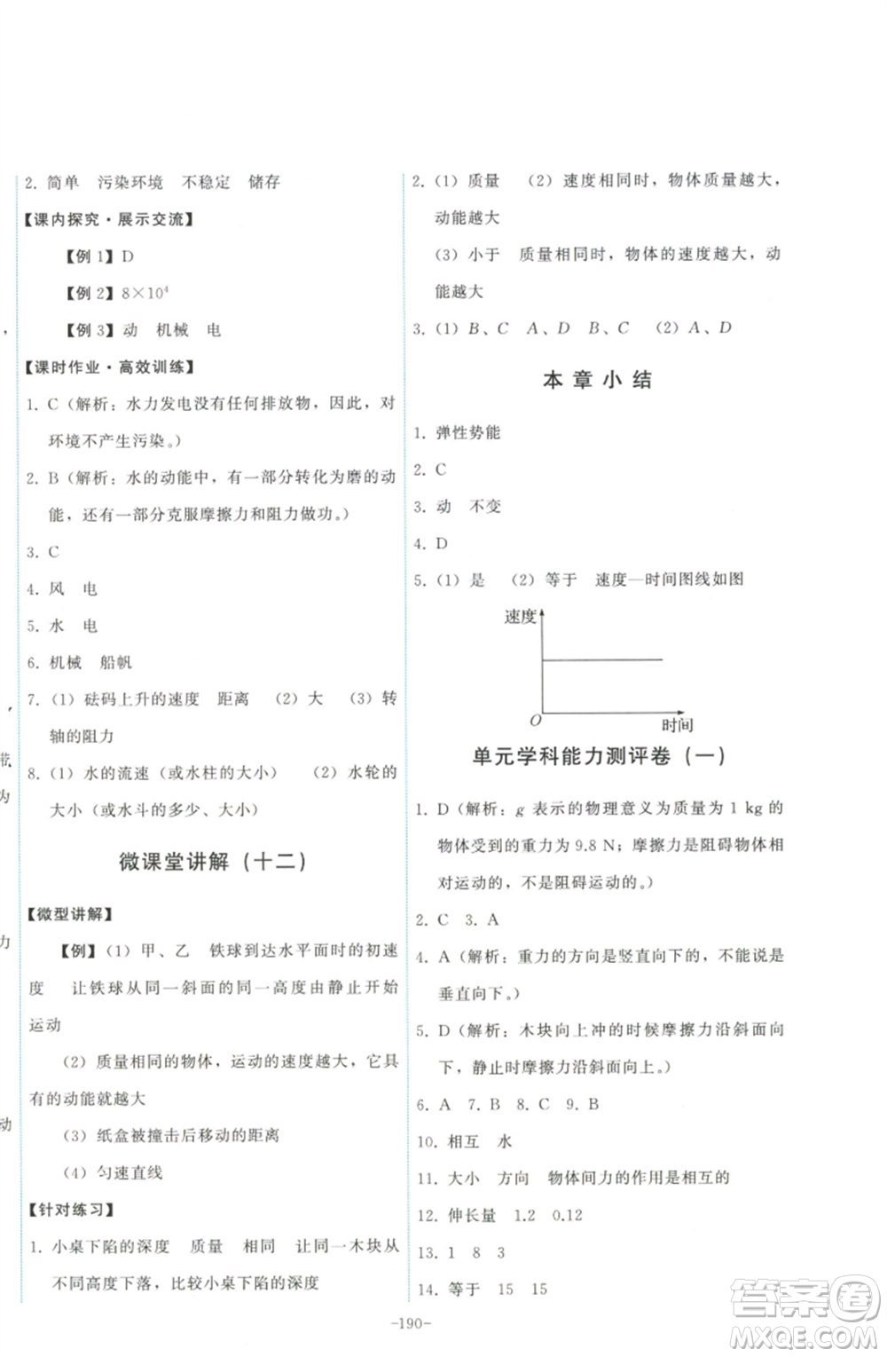 教育科學(xué)出版社2023能力培養(yǎng)與測試八年級物理下冊教科版參考答案