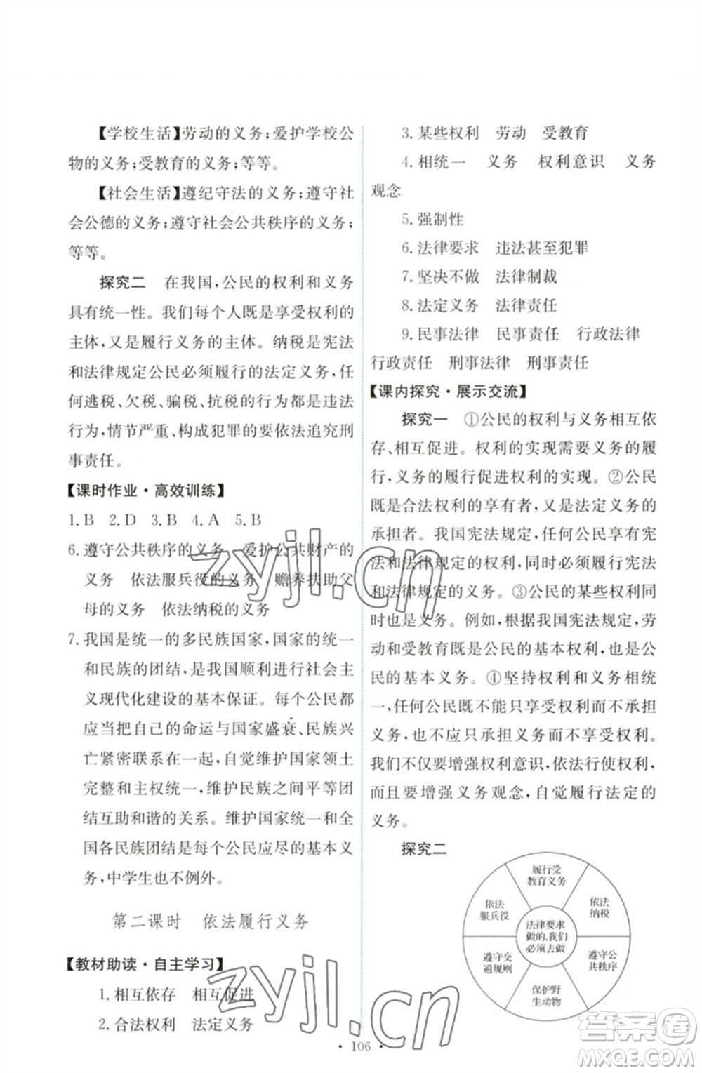 人民教育出版社2023能力培養(yǎng)與測試八年級(jí)道德與法治下冊人教版參考答案