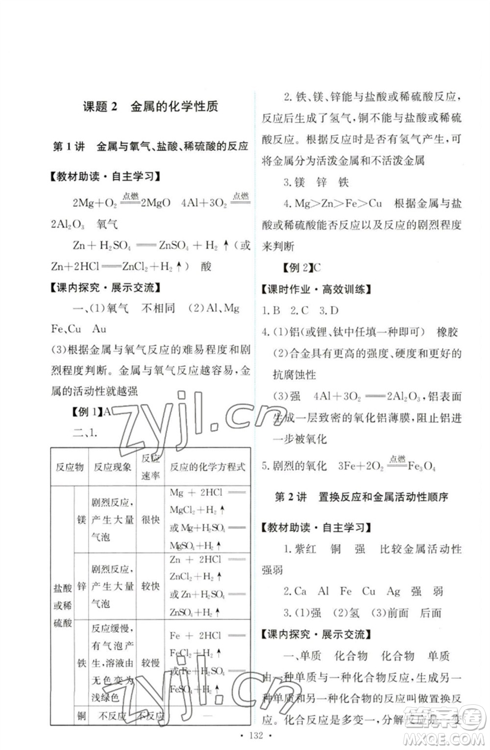 人民教育出版社2023能力培養(yǎng)與測試九年級(jí)化學(xué)下冊(cè)人教版參考答案