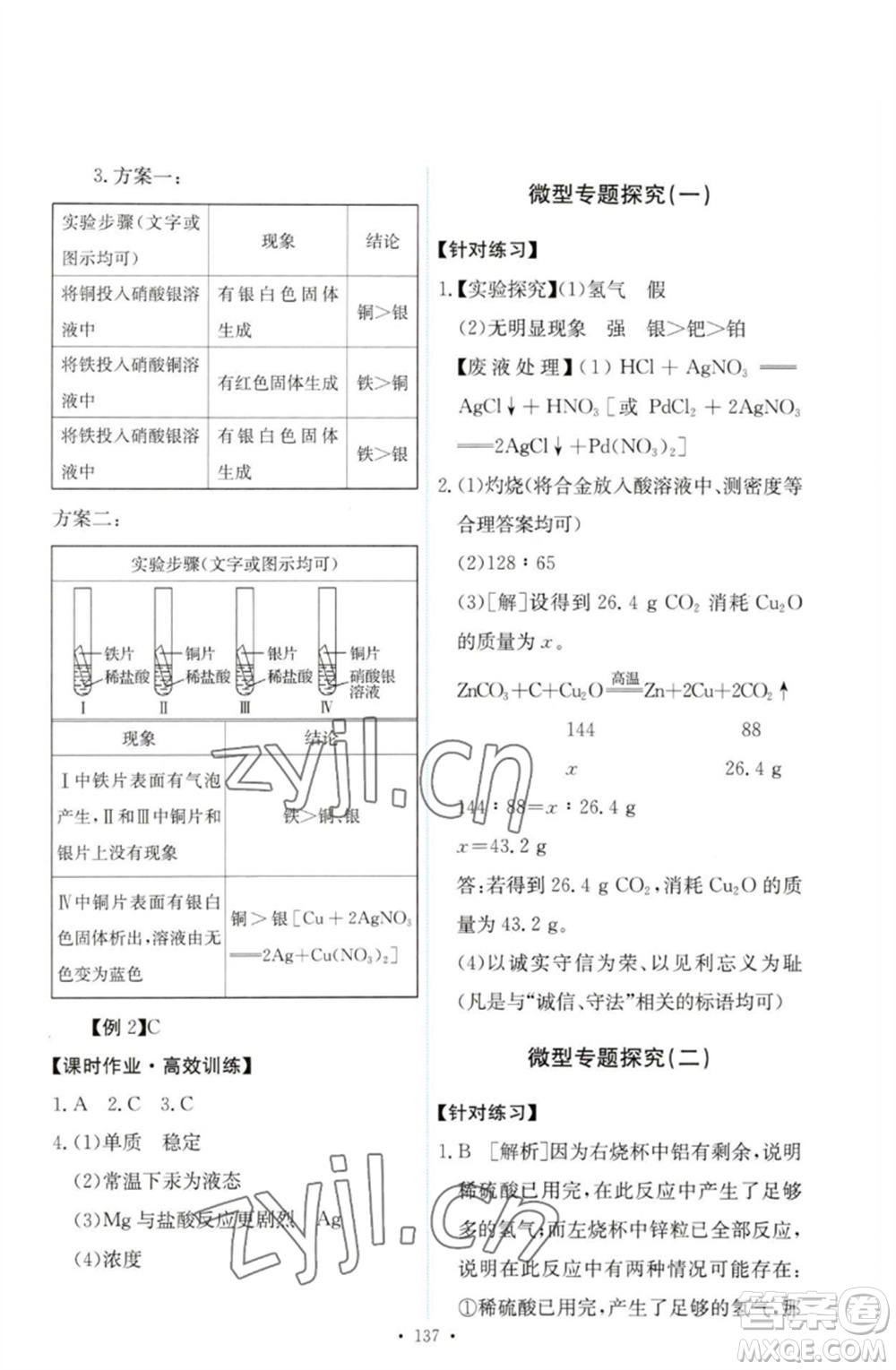 人民教育出版社2023能力培養(yǎng)與測試九年級(jí)化學(xué)下冊(cè)人教版參考答案