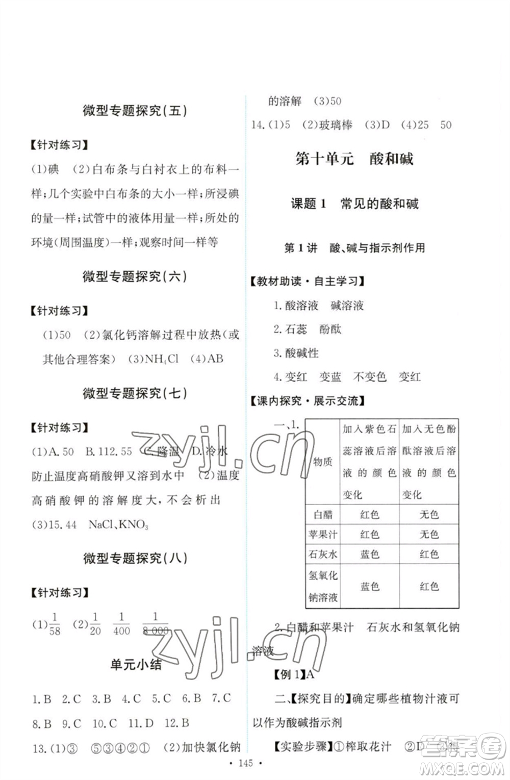 人民教育出版社2023能力培養(yǎng)與測試九年級(jí)化學(xué)下冊(cè)人教版參考答案