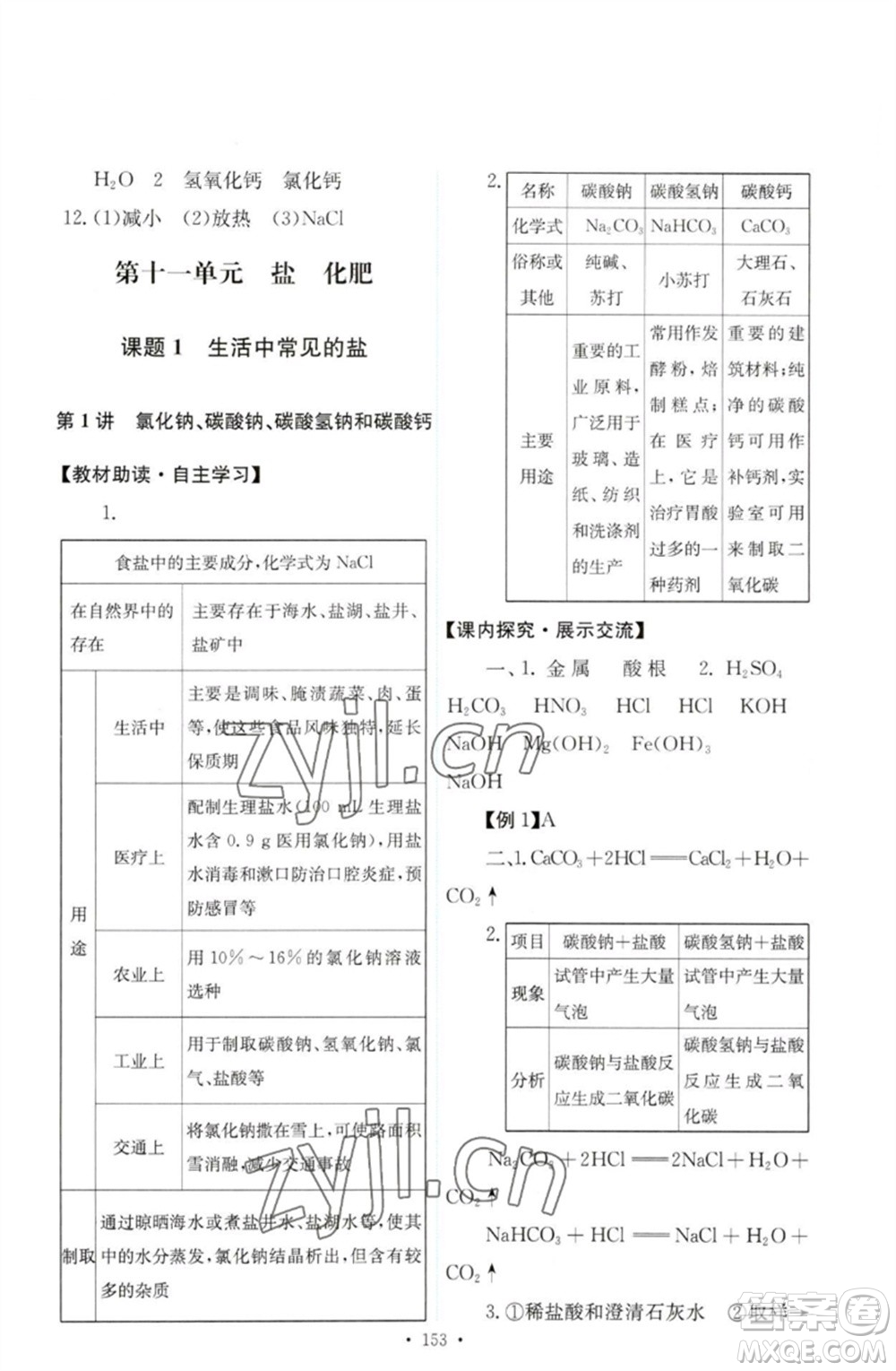人民教育出版社2023能力培養(yǎng)與測試九年級(jí)化學(xué)下冊(cè)人教版參考答案
