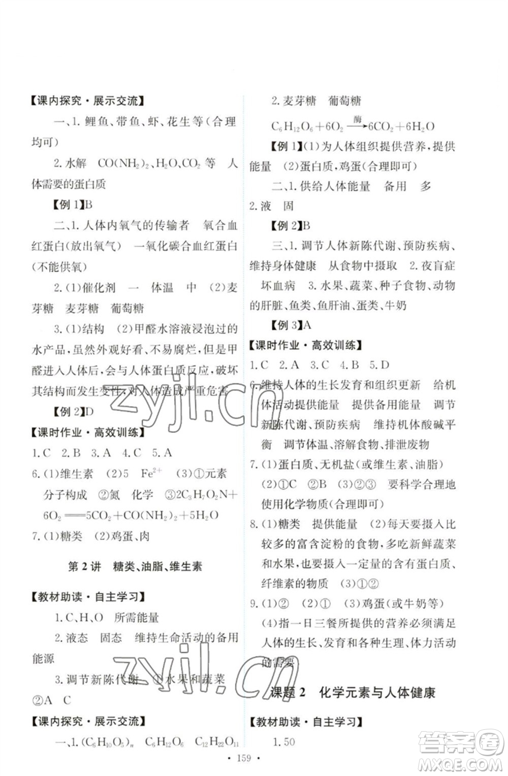 人民教育出版社2023能力培養(yǎng)與測試九年級(jí)化學(xué)下冊(cè)人教版參考答案