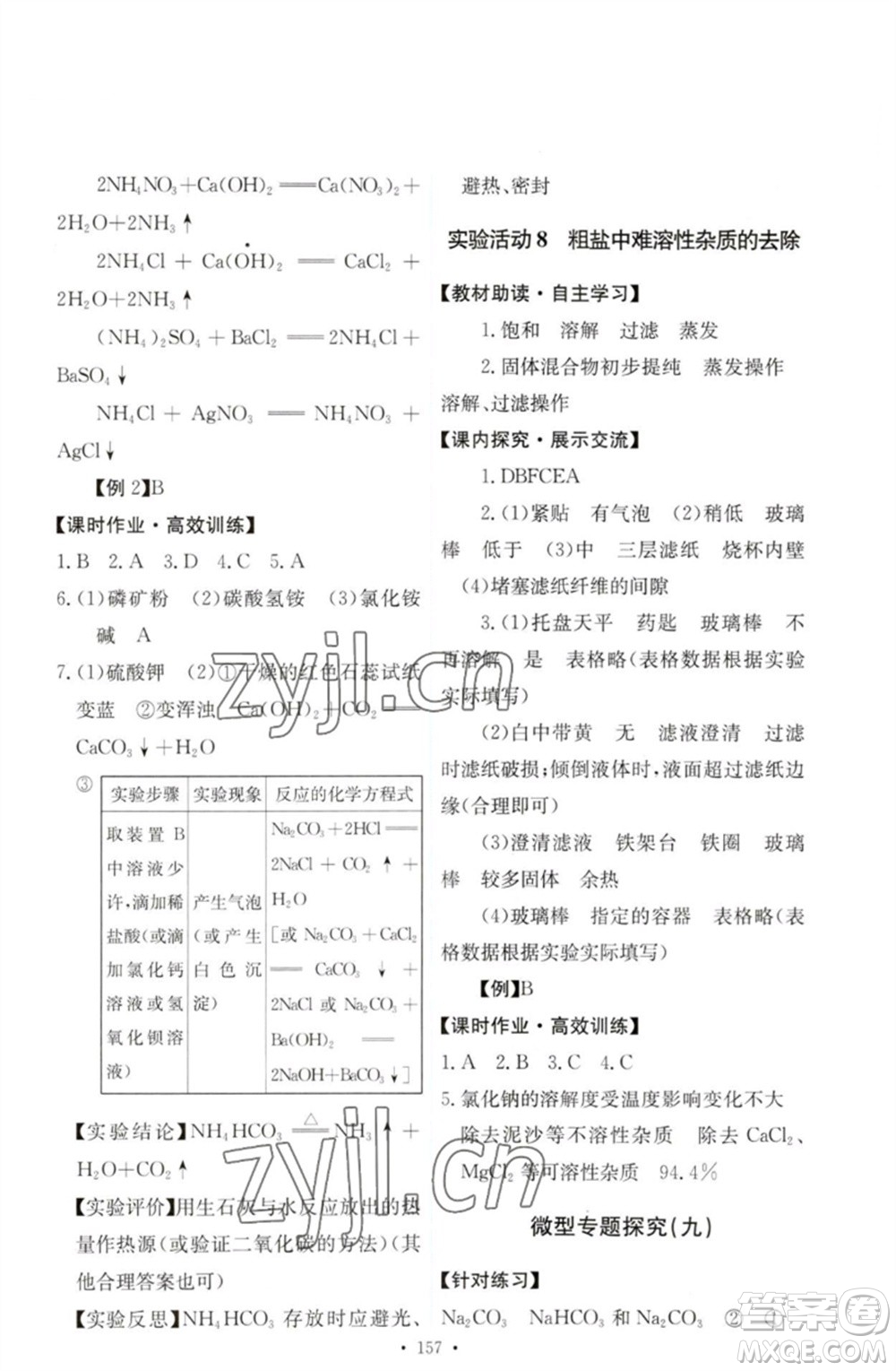 人民教育出版社2023能力培養(yǎng)與測試九年級(jí)化學(xué)下冊(cè)人教版參考答案