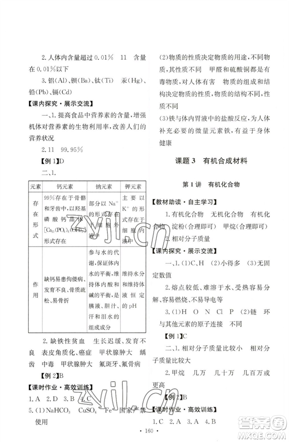 人民教育出版社2023能力培養(yǎng)與測試九年級(jí)化學(xué)下冊(cè)人教版參考答案